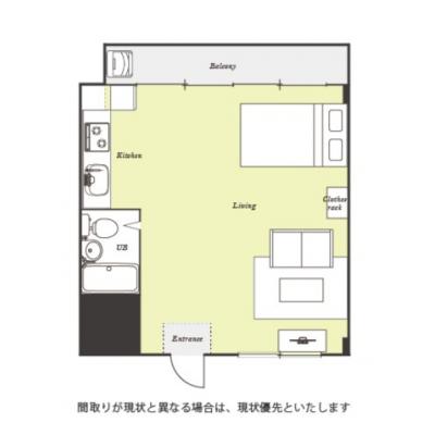 ●即日入居可●ユニオンマンスリー横浜南太田３　302　1R・セミダブル☆【禁煙ルーム】来客時に安心のモニター付きインターフォン完備！ローテーブル・ソファのあるゆったり29㎡のお部屋の間取り図