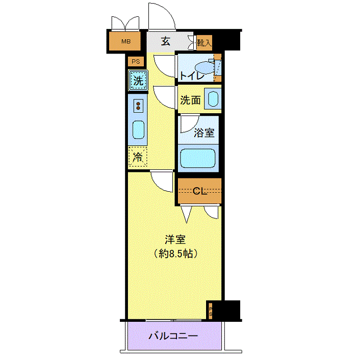 グッドステイ大森with◎『禁煙ルーム・25平米・独立洗面・浴室乾燥付』【ハイクラス】の間取り図