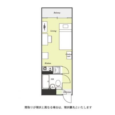 ユニオンマンスリー横浜弘明寺１　202　1R・シングル☆【禁煙ルーム】室内洗濯機や2ドア冷蔵庫など生活家電完備！勉強やテレワークにおすすめデスク・チェアのあるお部屋/コンビニ・スーパーまで徒歩約2分！の間取り図