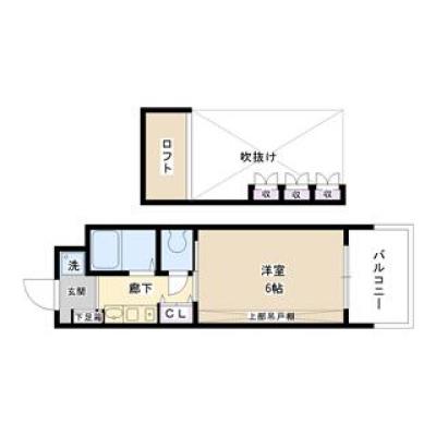 EC大阪・中之島南⑩【分譲タイプ、ロフト付・床暖房・ドラム式洗濯乾燥機・３２型ＴＶ・HDD内蔵ブルーレイ標準装備！】の間取り図