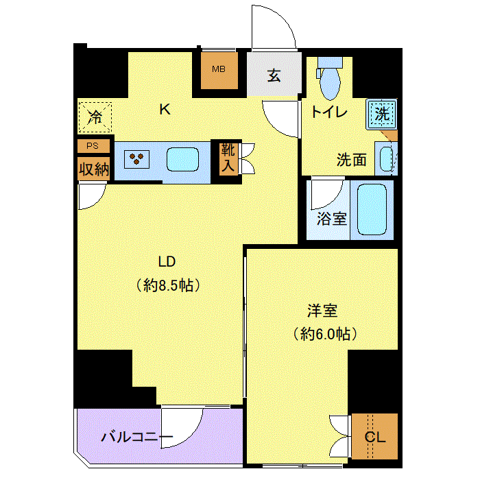 マンスリーリブマックス田端SOUTH・文京千駄木▲『禁煙ルーム・1LDK・41平米』【Wi-Fi無制限・追い焚き機能】≪プレミアムシリーズ≫の間取り図