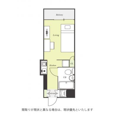 ユニオンマンスリー磯子１　308　1R・シングル☆◆インターネット固定回線（有線）無料の部屋◆【禁煙ルーム】安心のモニター付きインターフォン＆室内洗濯機＆宅配BOX完備！デスク・チェアのあるお部屋の間取り図