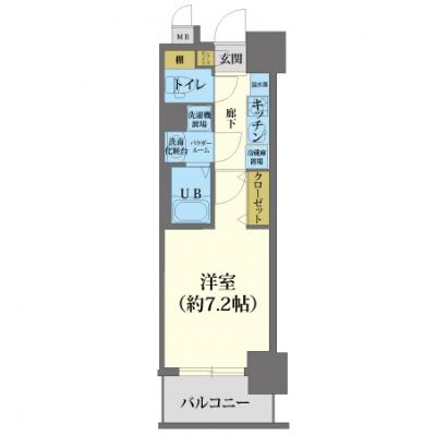 ◤◢◤🎁この夏だけの特典🎁賃料60％OFF◢◤ビジネス利用歓迎◢◤◢【ネット無制限/浴室乾燥機付き】　アスヴェル大阪城WESTⅡ［No.5233060］の間取り図