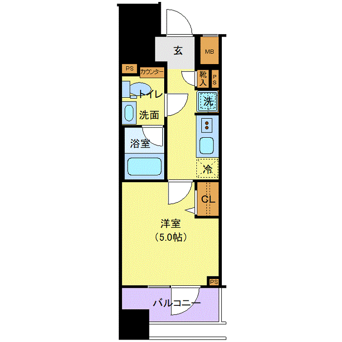 グッドステイ川崎駅前EASTログ●『禁煙ルーム・駅5分・独立洗面・浴室乾燥付』【ハイクラス】の間取り図