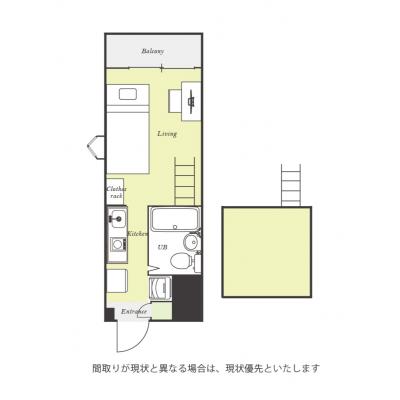 ユニオンマンスリー横浜鶴ヶ峰２　W201　1R・シングル☆【禁煙ルーム】人気の角部屋＆たっぷり収納ロフトつき♪あると嬉しい宅配ボックス完備！安心のモニター付きインターフォン・室内洗濯機♪の間取り図