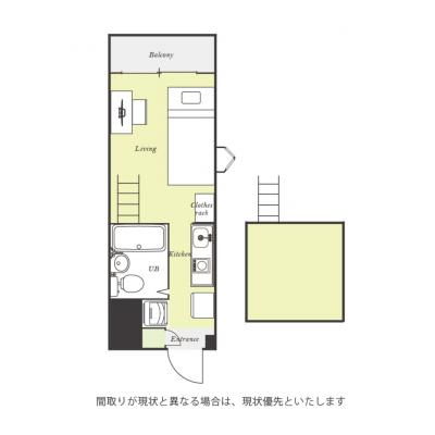 ユニオンマンスリー横浜鶴ヶ峰２　W310　1R・シングル☆【禁煙ルーム】人気の角部屋＆たっぷり収納ロフトつき♪不在時でも安心の宅配ボックス完備！の間取り図