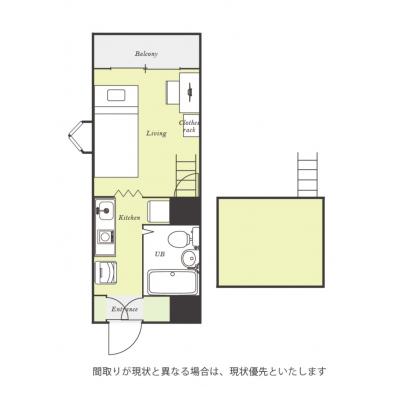 ユニオンマンスリー横浜鶴ヶ峰３　E205　1R・シングル☆【禁煙ルーム】人気の角部屋＆嬉しいロフトつき！安心のモニター付きインターフォン＆室内洗濯機完備の間取り図