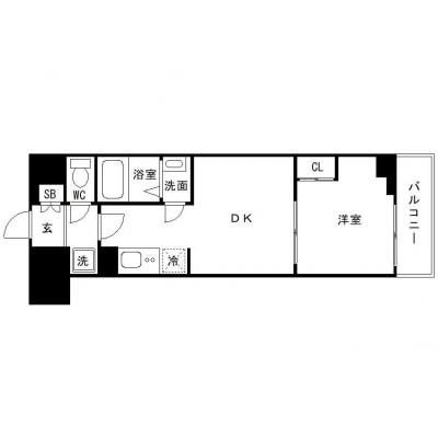OneLife鐘ヶ淵ロードウェイ【▼1DKタイプ（27平米）、2口コンロ、独立洗面台、■Wi-Fi無制限】の間取り図