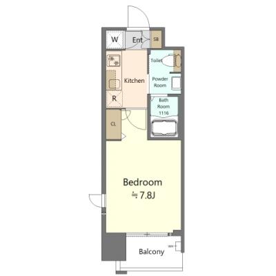 🌸🌸全期間“賃料60％OFF”実施中🌸🌳　5月(GW)の入居もお申込み承ります。【西長堀駅徒歩1分！コンビニ・スーパーも近くて便利✨】　レジュールアッシュ南堀江　［No.5415080］の間取り図