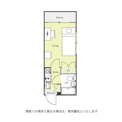 ユニオンマンスリー南林間４　102　1K・シングル☆【禁煙ルーム】人気の角部屋＆2面採光♪安心のモニター付きインターフォン＆室内洗濯機完備/小田急江ノ島線利用で中央林間駅へ1駅約2分の間取り図