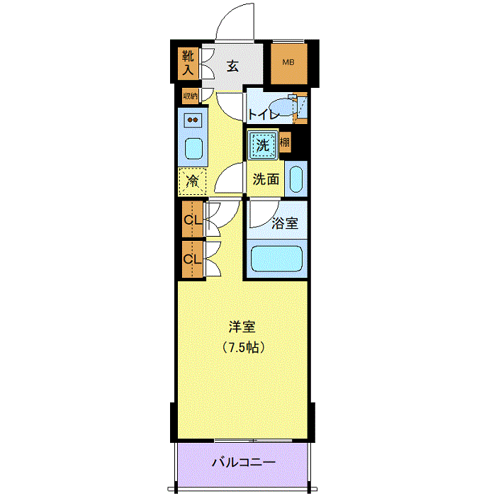 グッドステイつくばEXP浅草・入谷EAST□『禁煙ルーム・25平米・独立洗面・浴室乾燥付』【ハイクラス】の間取り図