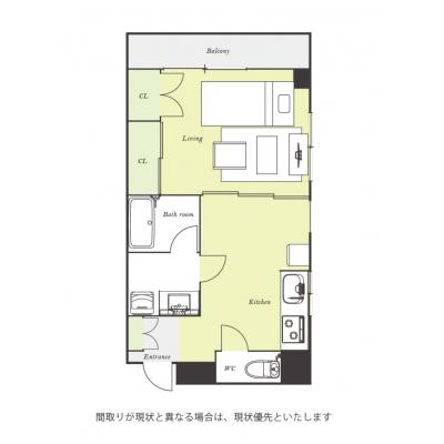 ユニオンマンスリー小田急相模原５　205　1DK・シングル☆【禁煙ルーム】人気の角部屋・バストイレ別・独立洗面台あり♪自炊に嬉しい2口ガスコンロ＆2ドア冷蔵庫や電子レンジなど生活家電完備！の間取り図