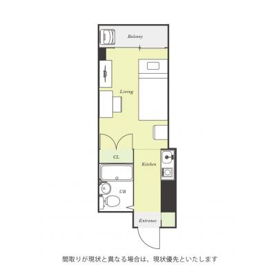 ユニオンマンスリー相模原１１　203　1R・シングル☆【禁煙ルーム】たっぷり収納2ドア冷蔵庫や電子レンジなど生活家電完備！デスク・チェアのあるお部屋の間取り図