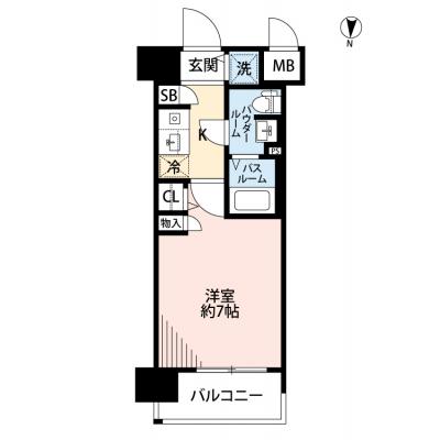 ◆パシオン大阪谷町２【インターネット無料,浴室トイレ別！】の間取り図