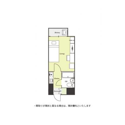 ユニオンマンスリー新松戸１　202　1K・シングル☆【禁煙ルーム】人気の角部屋＆安心の建物オートロック完備♪仕事や勉強におすすめのデスク・チェア＆洗濯機や冷蔵庫など生活家電のあるお部屋の間取り図