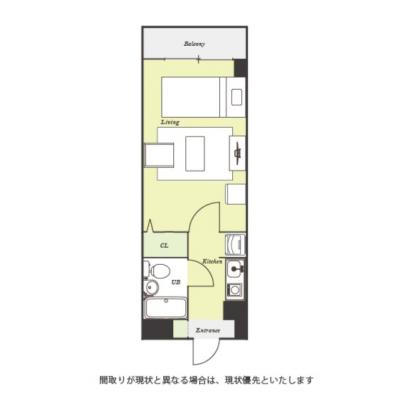 ユニオンマンスリー新松戸１　104　1K・シングル☆【禁煙ルーム】室内洗濯機やたっぷり収納2ドア冷蔵庫など生活家電完備！ローテーブル・ソファのあるお部屋/流通経済大学新松戸キャンパスまで徒歩通学の間取り図