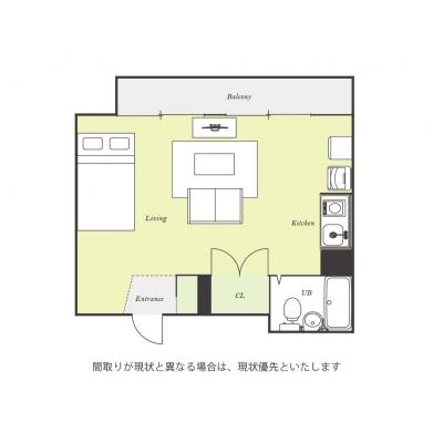 ユニオンマンスリー天王台１　310　1R・セミダブル☆【禁煙ルーム】人気の角部屋！安心の建物AL＆室内洗濯機完備♪ローテーブル・ソファ＆冷蔵庫や電子レンジなど生活家電のあるゆったり27㎡のお部屋の間取り図