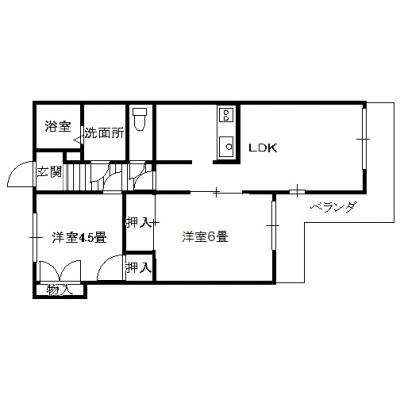 【カッスル菊衛302】JR両毛足利駅徒歩３分　２LDKの間取り図