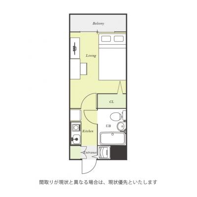 ユニオンマンスリー南行徳７　105　1K・セミダブル☆【禁煙ルーム】人気の角部屋！デスク・チェア完備＆室内洗濯機や2ドア冷蔵庫など生活家電のあるお部屋の間取り図