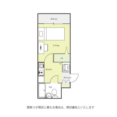 ユニオンマンスリー南行徳７　305　1K・シングル☆【禁煙ルーム】室内洗濯機や2ドア冷蔵庫など生活家電完備！リビングドアがあるので玄関から居室が見えなくて安心♪の間取り図