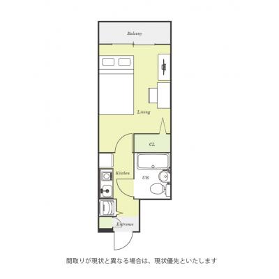 ユニオンマンスリー南行徳７　404　1K・セミダブル☆【禁煙ルーム】人気の角部屋！モニター付きインターフォンと室内洗濯機完備＆リビングドアがあるので玄関から居室が見えなくて安心♪の間取り図