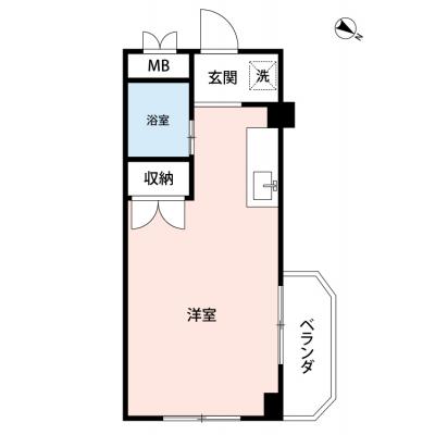 【巽ハイム４０１】飯田橋駅から徒歩４分　Wi-Fi(NURO光）無料・ダブルベッド設置の間取り図