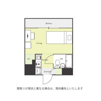ユニオンマンスリー津田沼フィオーレ１　107　1R・シングル☆◆インターネット固定回線（有線・Wi-Fi）無料の部屋◆【禁煙ルーム】安心の建物AL＆室内洗濯機完備！の間取り図