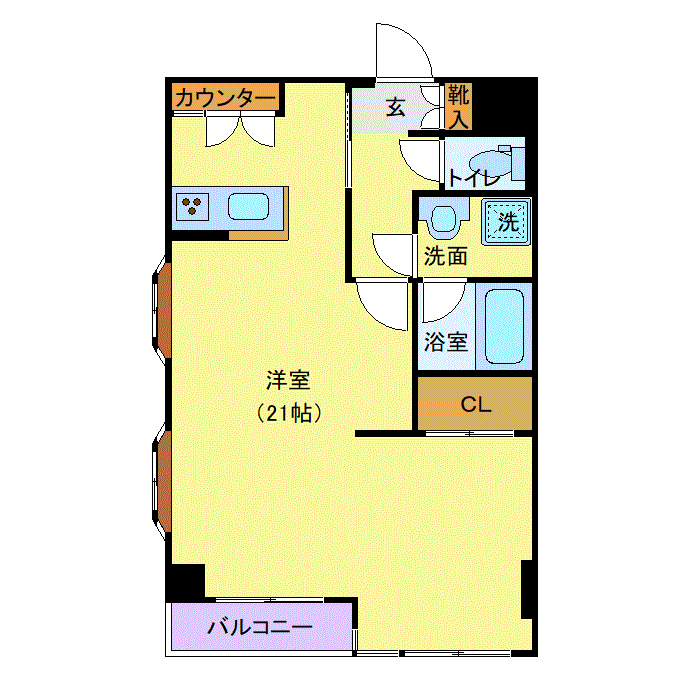 マンスリーリブマックスつくばWEST☆『禁煙ルーム・1R・46平米・ツイン』【追い焚き機能・独立洗面】≪スタンダードシリーズ≫の間取り図