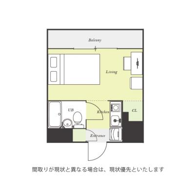 ユニオンマンスリー津田沼フィオーレ１　202　1R・セミダブル☆◆インターネット固定回線（有線・Wi-Fi）無料の部屋◆【禁煙ルーム】安心の建物AL＆室内洗濯機完備！の間取り図