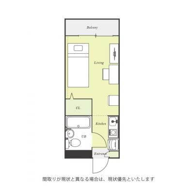 ユニオンマンスリー津田沼フィオーレ１　310　1R・シングル☆◆インターネット固定回線（有線・Wi-Fi）無料の部屋◆【禁煙ルーム】人気の角部屋！勉強や仕事、趣味におすの間取り図