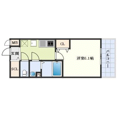 マンスリーリブマックス弁天町駅北ヴィータ◆【Wi-Fi・設備充実】≪エクセレントシリーズ≫の間取り図