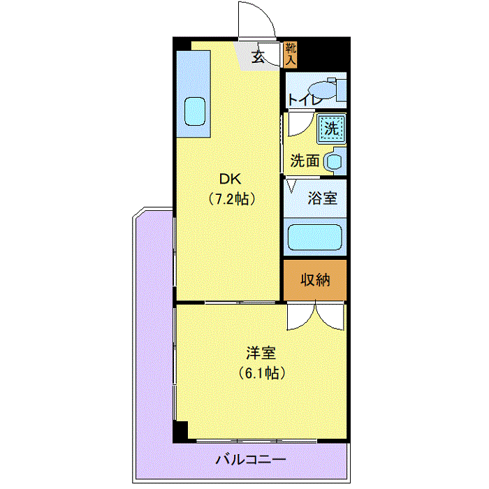 マンスリーリブマックスつくばNORTHラヴニール☆『禁煙ルーム・1DK・29平米』【独立洗面】≪スタンダードシリーズ≫の間取り図