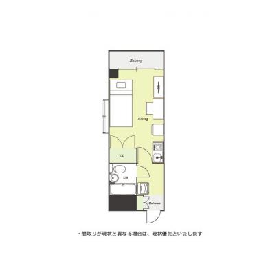 ユニオンマンスリー津田沼３　202　1R・シングル☆【禁煙ルーム】人気の角部屋♪千葉工業大学津田沼キャンパスまで徒歩通学の間取り図