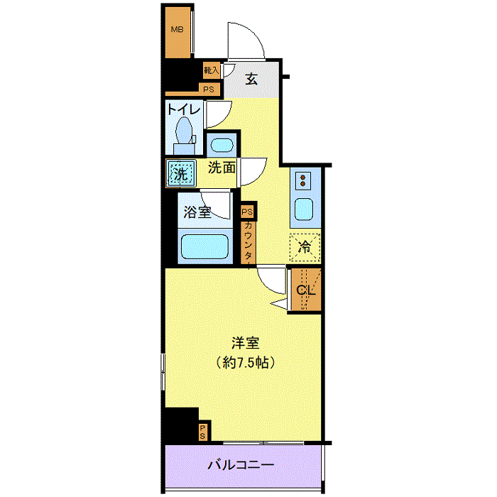 マンスリーリブマックス住吉SOUTHコート■『禁煙ルーム・25平米』【独立洗面・浴室乾燥付】≪エクセレントシリーズ≫の間取り図