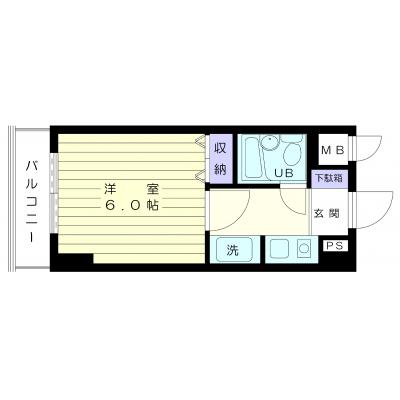 シャレー藤沢　階（302）1Ｋ　家具家電付　シングルの間取り図