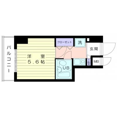シャレー藤沢　3階（303）1Ｋ　家具家電付　シングルの間取り図