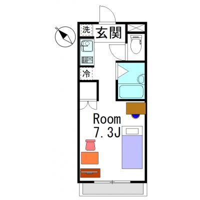 グランマンスリーつくば二の宮R302【学園西通りへのアクセス良好♪】【周辺に商業施設多数あり】【Wi-Fi無料☆】【別途駐車場利用可能】の間取り図