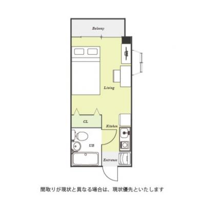 ユニオンマンスリー浦安８　206　1R・セミダブル☆【禁煙ルーム】人気の角部屋＆2面採光♪ディスプレイスペースにもおすすめ出窓のあるお部屋！安心のモニター付きインターフォン＆室内洗濯機完備の間取り図