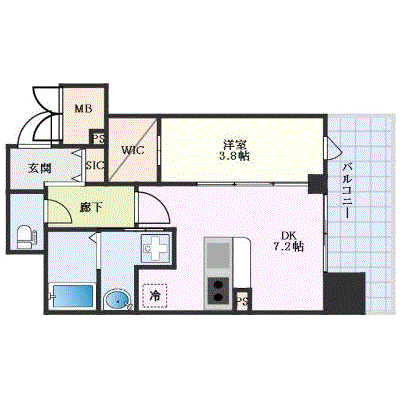 マンスリーリブマックス難波西ラウェゾン★【禁煙・1DK・設備充実】≪エクセレントシリーズ≫の間取り図