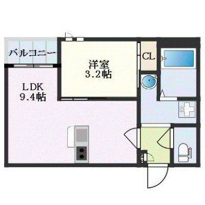 マンスリーリブマックス備前三門駅南グランティック◎【1LDK・Wi-Fi対応・設備充実】≪エクセレントシリーズ≫の間取り図