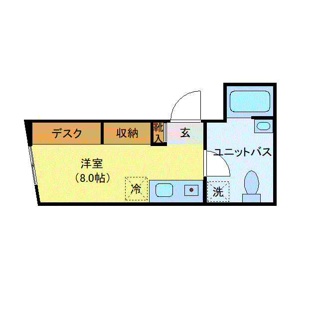 グッドステイ北浦和NORTH●『禁煙ルーム・駅4分・1名入居限定・浴室乾燥付』【ライト】の間取り図
