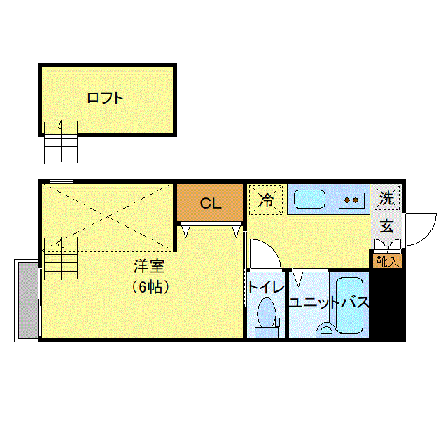 マンスリーリブマックス町田NORTH△『禁煙ルーム・ロフト付』【1名入居限定・セパレート】≪スタンダードシリーズ≫の間取り図