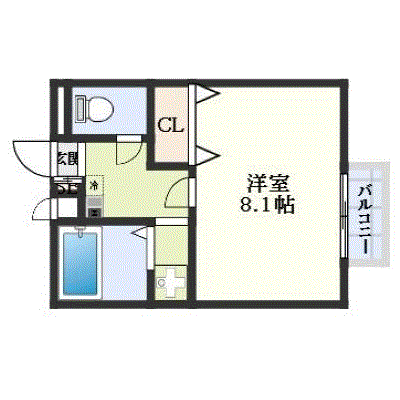 グッドステイ宝塚駅北ブリリアント▲【ベーシック・24㎡・セパレート・浴室乾燥】の間取り図