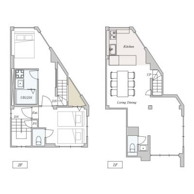 ワールドポテンシャル広尾　🏡広尾の上質空間✨87㎡メゾネット×大型キッチンで快適ステイの間取り図