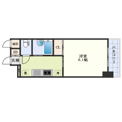 グッドステイ谷町六丁目東ルパルトネール★【ハイクラス・設備充実】の間取り図