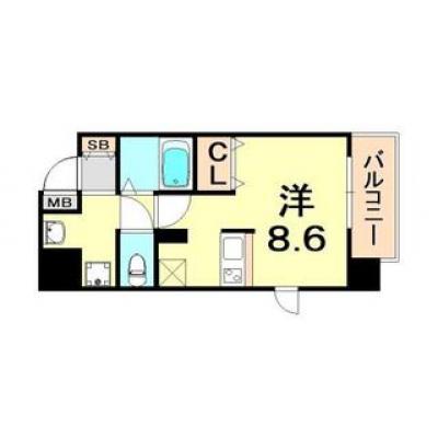 トラスト三宮2【ダブルベッドで快適♪　高層階♪】の間取り図