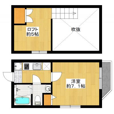 7.1帖の洋室でゆったりステイ♪ ネット無料★バストイレ別・洗面台付きで毎日の支度もスムーズ！設備充実の1K（ロフト付）タイプ！新井薬師前駅徒歩6分！ＭＨ新井Ⅶの間取り図