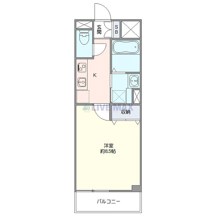 グッドステイ千葉寺駅南口◆『禁煙ルーム・1名入居限定・Wi-Fi無制限・独立洗面・浴室乾燥機付』【デラックス】の間取り図