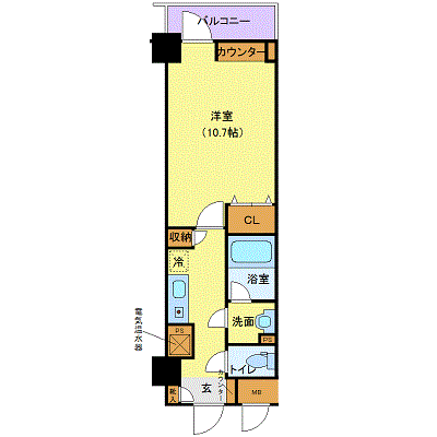 グッドステイ日本橋中洲◎『禁煙ルーム・35平米・1名入居限定・独立洗面』【ベーシック】の間取り図
