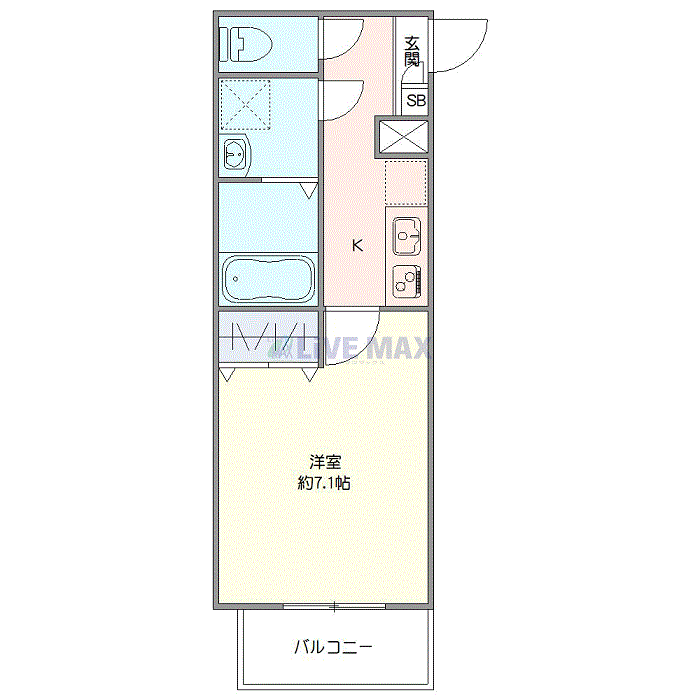 グッドステイ西武新宿線狭山市EASTメゾン★『禁煙ルーム・25平米・Wi-Fi無制限・独立洗面』【ベーシック】の間取り図